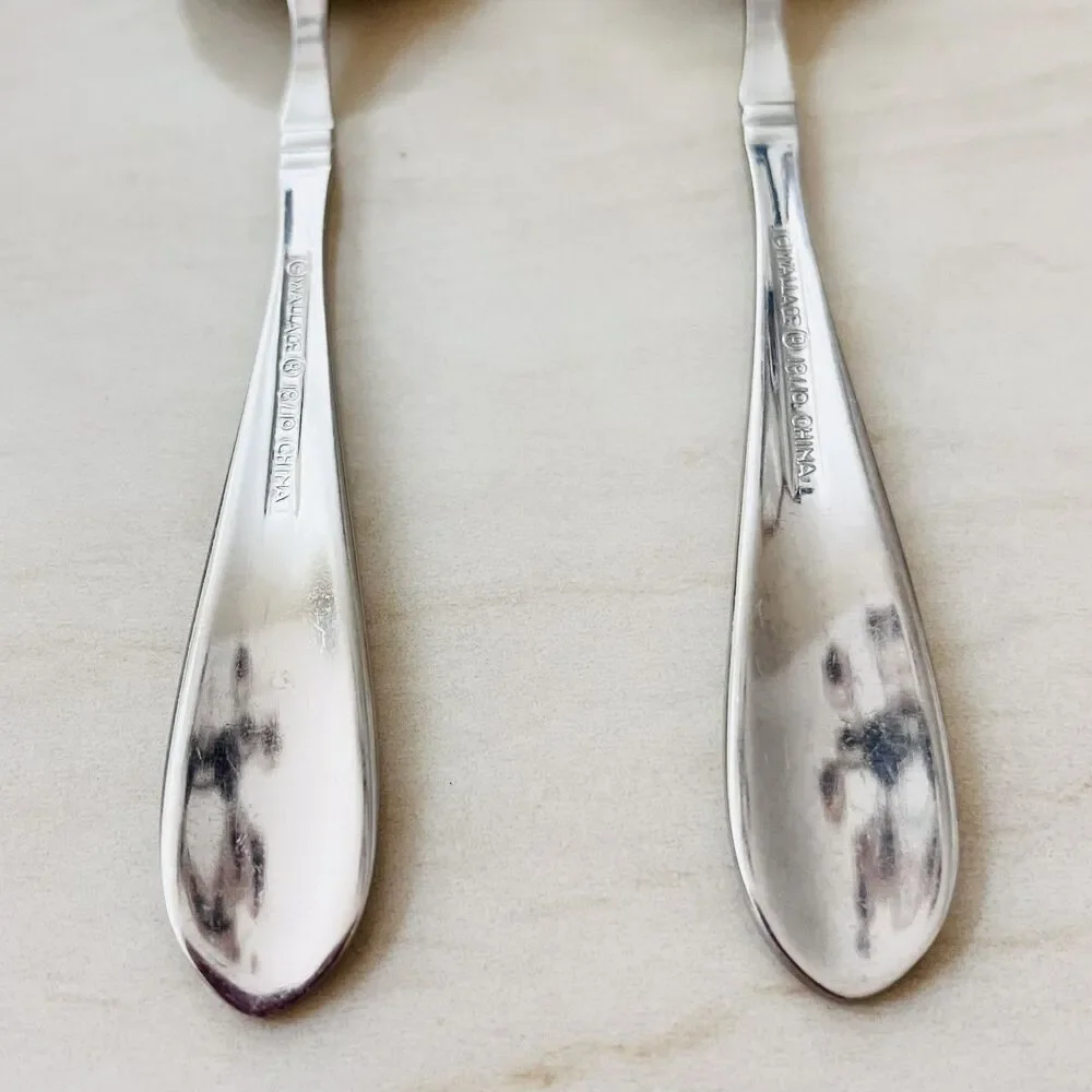 2pc WALLACE Summerset Stainless Teaspoon 6 1/4 in Flatware Replacement PLAINBACK
